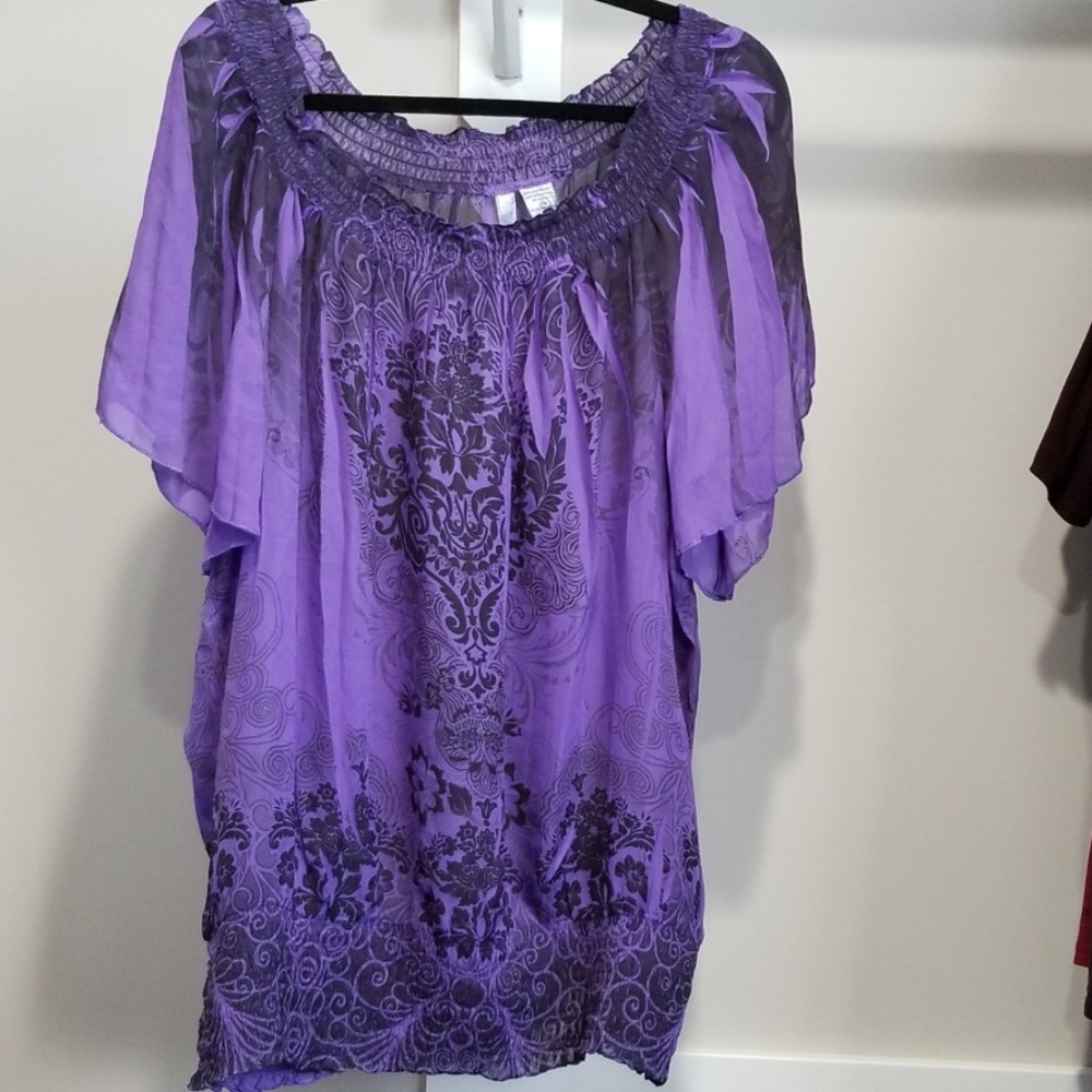 Black and purple sheer top